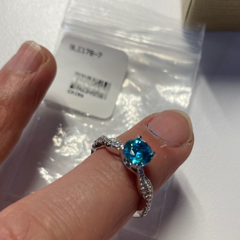 NWT size 7 JTV sterling silver blue gem ring - Picture 7 of 8